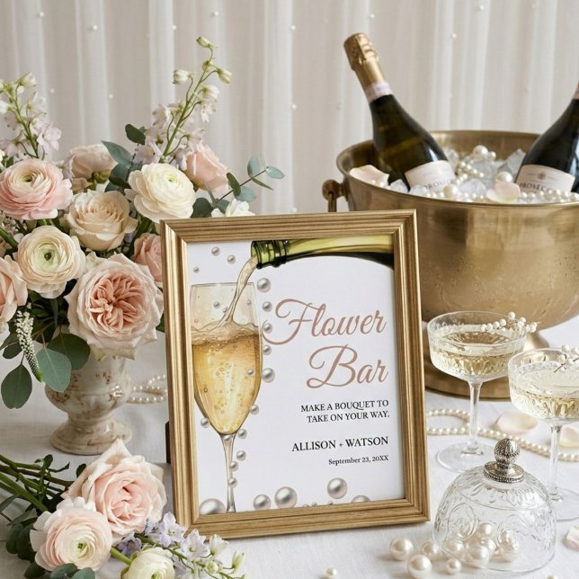 Perals and Prosecco bridal shower flower bar Sign (Creator Uploaded)