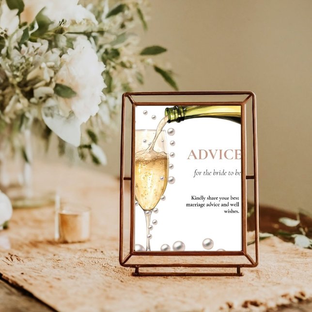 Perals & Prosecco bridal shower pearl Advice Sign (Creator Uploaded)
