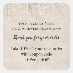 Percent Off Coupon Business Stickers Glitter Drips
