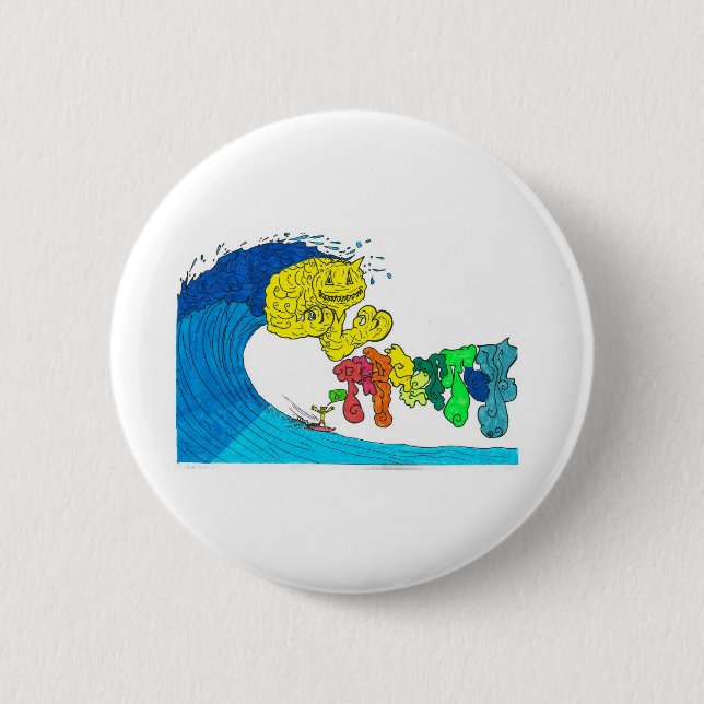 percentum surfing 6 cm round badge (Front)