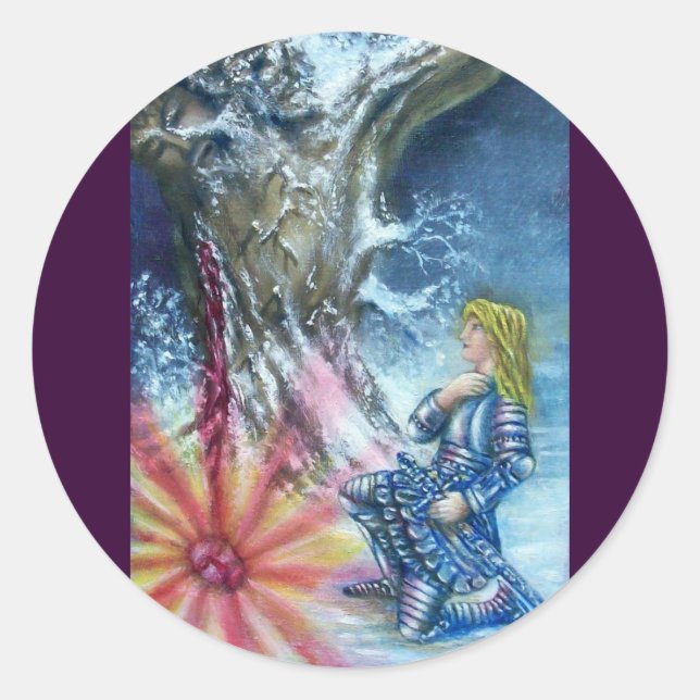 PERCEVAL AND VISION OF THE HOLY GRAIL CLASSIC ROUND STICKER (Front)