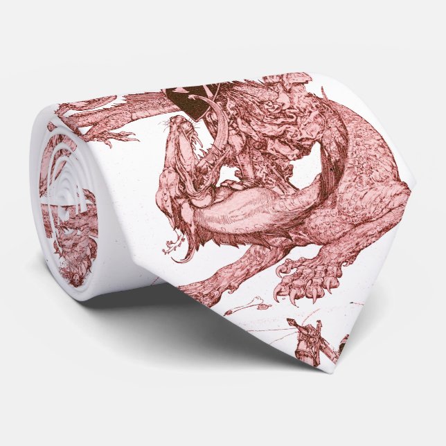 PERCEVAL FIGHTING DRAGON,QUEST HOLY GRAIL Fantasy Tie (Rolled)