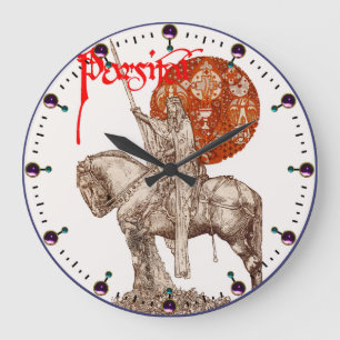 PERCEVAL LEGEND /QUEST OF HOLY GRAIL Red Fantasy Large Clock