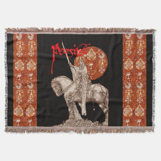 PERCEVAL LEGEND /QUEST OF THE HOLY GRAIL Black Red Throw Blanket (Front)
