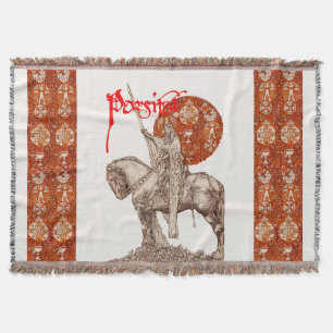 PERCEVAL LEGEND /QUEST OF THE HOLY GRAIL Red White Throw Blanket