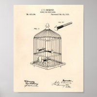 Perch For Bird Cages 1891 Patent Art Old Peper