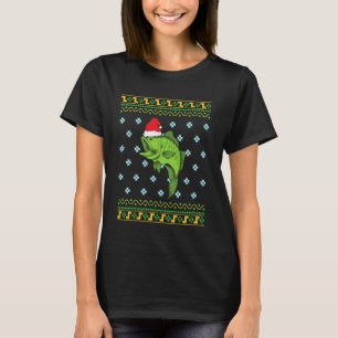 Perch with Christmas Cap Xmas Fishing T-Shirt