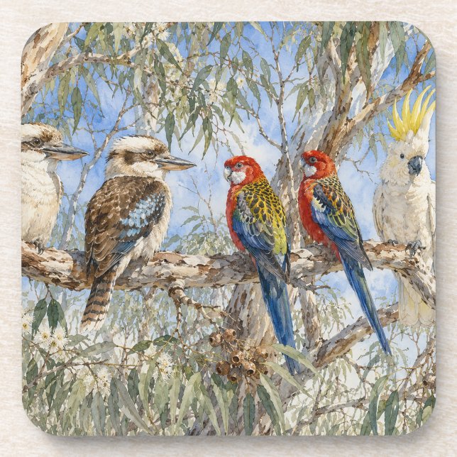 Perched Among the Eucalyptus Coaster (Front)