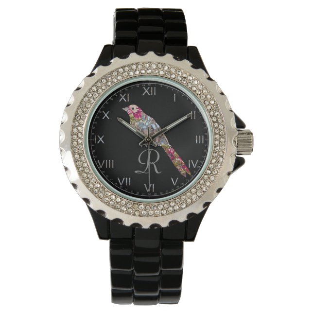 Perched Bird Monogram Watch (Front)