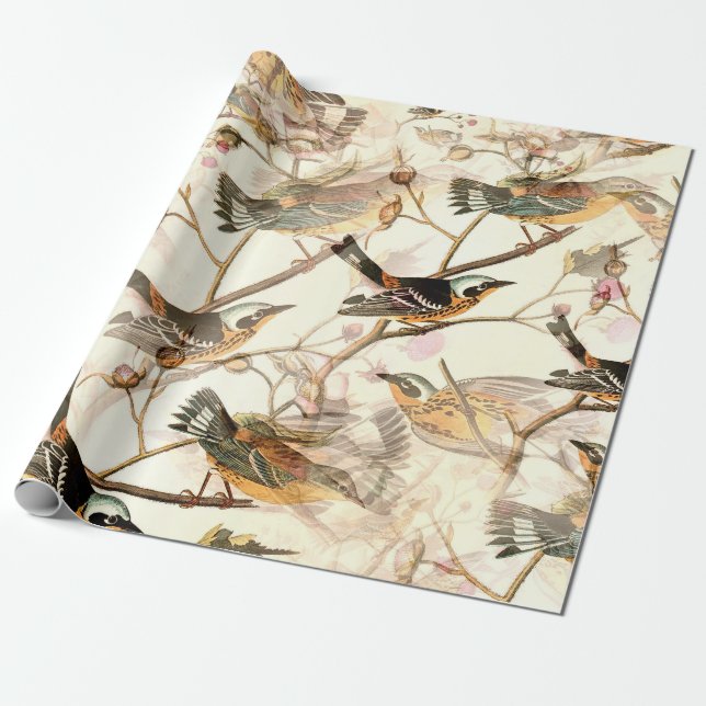 Perched Birds Wrapping Paper (Unrolled)