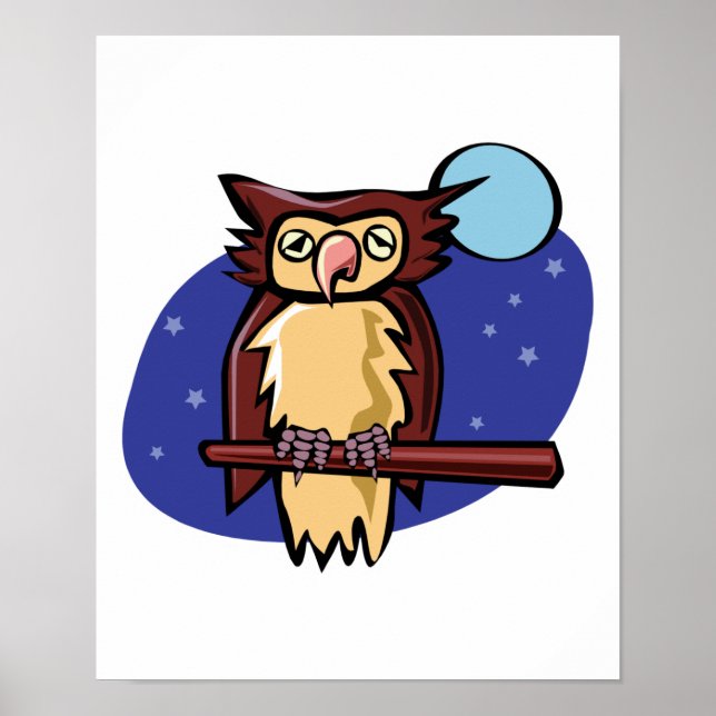 perched owl in the moonlight poster (Front)