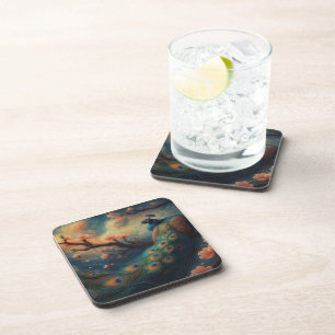 Perched Peacock Beverage Coaster
