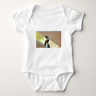 Perched Ruby and Green  little Hummingbird Baby Bodysuit