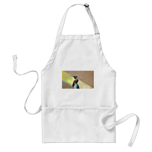 Perched Ruby and Green  little Hummingbird Standard Apron (Front)