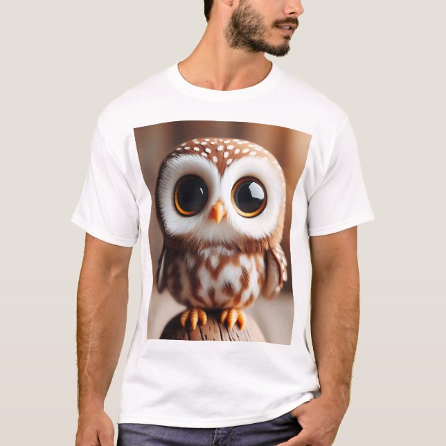 Perched Wonder — Whimsical Little Owl T-Shirt (Front)