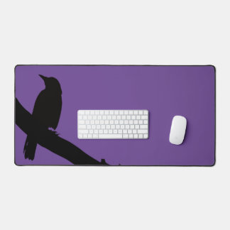 Perching Crow, purple Desk Mat