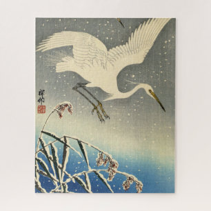 Perching Herons in Snow by Ohara Koson Jigsaw Puzzle