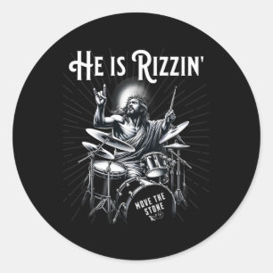 Percussion Drum Funny Rizz He Is Rizzin Jesus Drum Classic Round Sticker