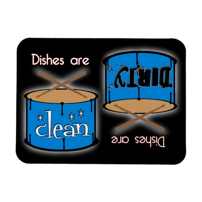 Percussion Drum Rectangle Black Dishwasher Magnet (Horizontal)