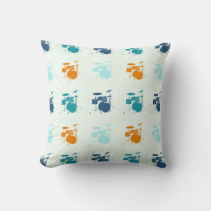 Percussion Drummer Gift Musician Drumset Band Blue Cushion