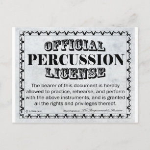 Percussion License Postcard
