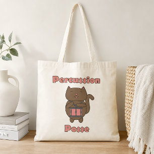 Percussion Posse Cute Drummer Cat Funny Musician Tote Bag