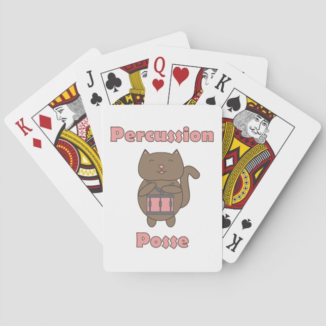 Percussion Posse - Cute Funny Drummer Cat Playing Cards (Back)