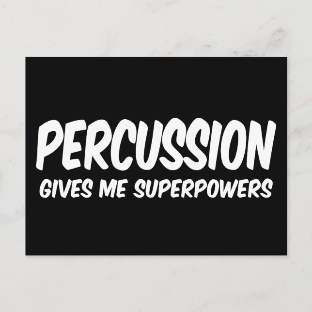 Percussion Superpowers Funny Music Superhero Postcard (Front)