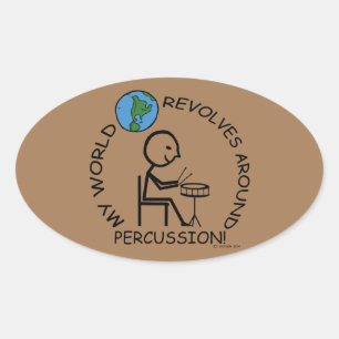 Percussion - World Revolves Around Oval Sticker