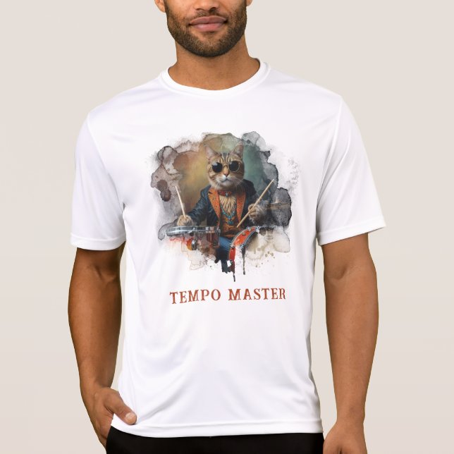 *~* Percussionist Cool Cat Focused DRUMMER AP91 T-Shirt (Front)