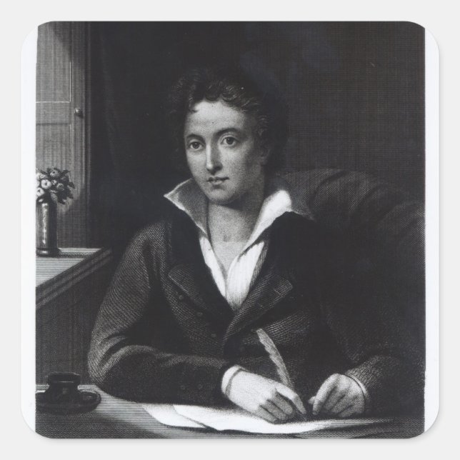 Percy Bysshe Shelley, engraved by William Holl Square Sticker (Front)
