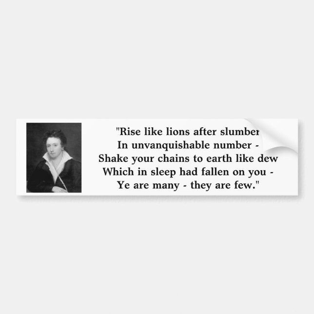 Percy Shelley "The Mask of Anarchy" Bumper Sticker (Front)