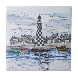 Perdrix Lighthouse, Loctudy   Brittany, France Tile