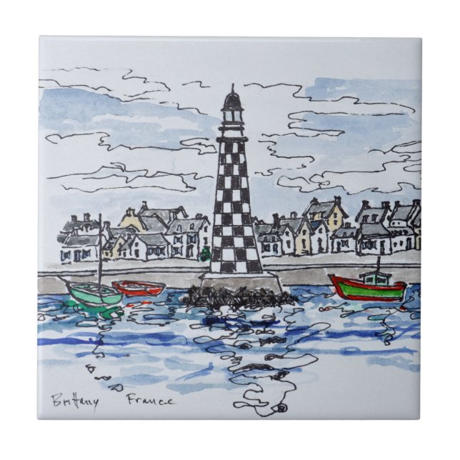 Perdrix Lighthouse, Loctudy | Brittany, France Tile (Front)