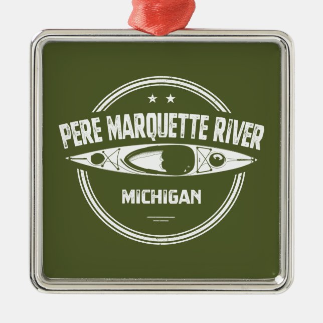Pere Marquette River Michigan Kayaking Metal Tree Decoration (Front)