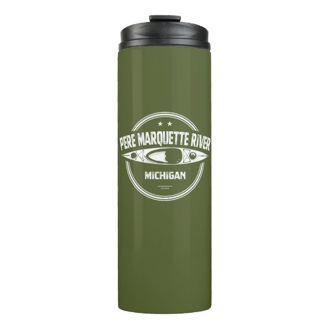 Pere Marquette River Michigan Kayaking Thermal Tumbler (Front)