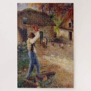 Père Melon Cutting Wood (1880) by Camille Pissarro Jigsaw Puzzle