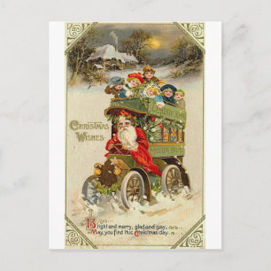 Père Noël bus et enfants Postcard