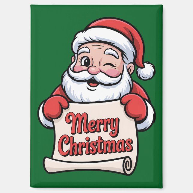 Père Noël Clin d'Œil 🎅 "Merry Christmas" Magnet (Front)