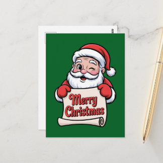 Père Noël Clin d'Œil 🎅 "Merry Christmas" Postcard