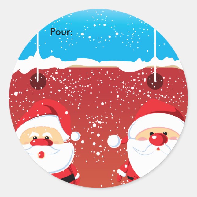 Père Noël Santa Claus Autocollants ronds Etiquette Classic Round Sticker (Front)