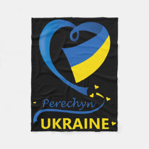 Perechyn Ukraine National Flag Heart Emblem Crest  Fleece Blanket