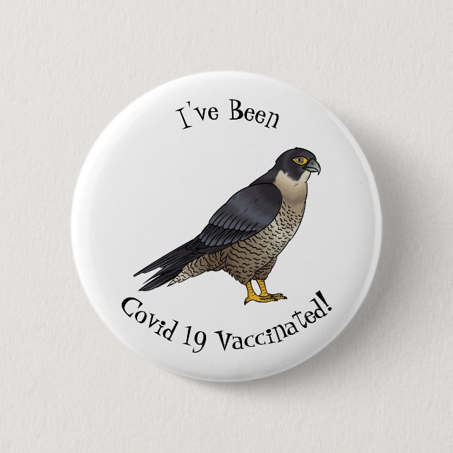 Peregrine falcon bird cartoon illustration 6 cm round badge (Front)