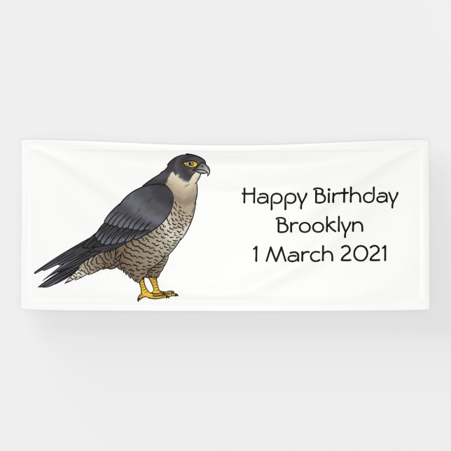 Peregrine falcon bird cartoon illustration banner (Horizontal)