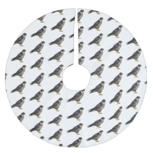 Peregrine falcon bird cartoon illustration  brushed polyester tree skirt