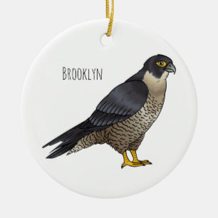 Peregrine falcon bird cartoon illustration ceramic tree decoration