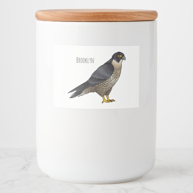 Peregrine falcon bird cartoon illustration food label (Front)