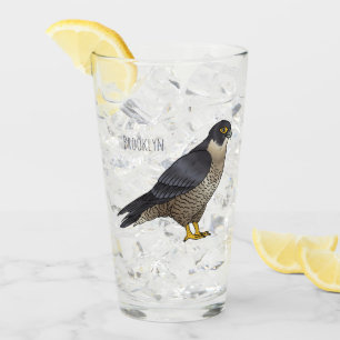 Peregrine falcon bird cartoon illustration  glass