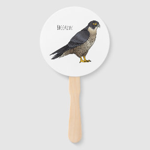 Peregrine falcon bird cartoon illustration hand fan