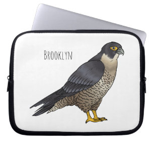Peregrine falcon bird cartoon illustration laptop sleeve